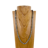NKS230603-60-SILVER      34 inches 8mm silver Navajo pearl bead Necklace