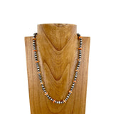 NKS230603-70-ORANGE     "21 Inches Silver Navajo pearl with orange stone  beads Necklace"