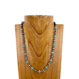 NKS230603-71-BLUE      "21 Inches cooper Navajo pearl with blue turquoise stone  beads Necklace"