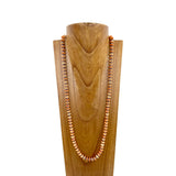 NKS230603-73-ORANGE     "34 Inches cooper Navajo pearl with orange stone beads  Necklace"