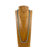 NKS230603-74-BLUE     "34 Inches Silver Navajo pearl with blue turquoise stone  beads Necklace"