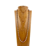 NKS230603-74-ORANGE      "34 Inches Silver Navajo pearl with orange stone  beads Necklace"