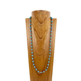 NKS230603-75-BLUE     "34 Inches cooper Navajo pearl with blue turquoise stone  beads Necklace"