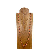 NKS230702-08	"32 inches long Small orange cross and brown crystal with  copper metal chain Necklace"
