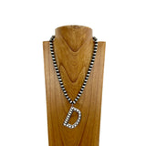 NKS230704D-PINK	21 Inches 10mm silver Navajo pearl beads with pink stone letter D pendant Necklace