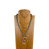 NKS230704E-WHITE	21 Inches 10mm silver Navajo pearl beads with white stone letter E pendant Necklace