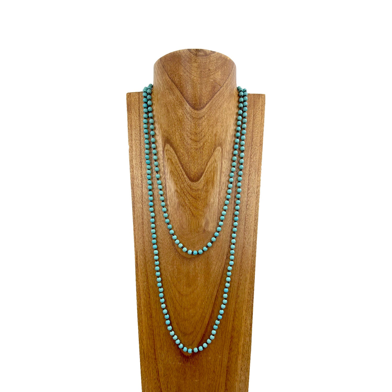 NKS230708-39	60 inches long 6mm blue turquoise stone Necklace