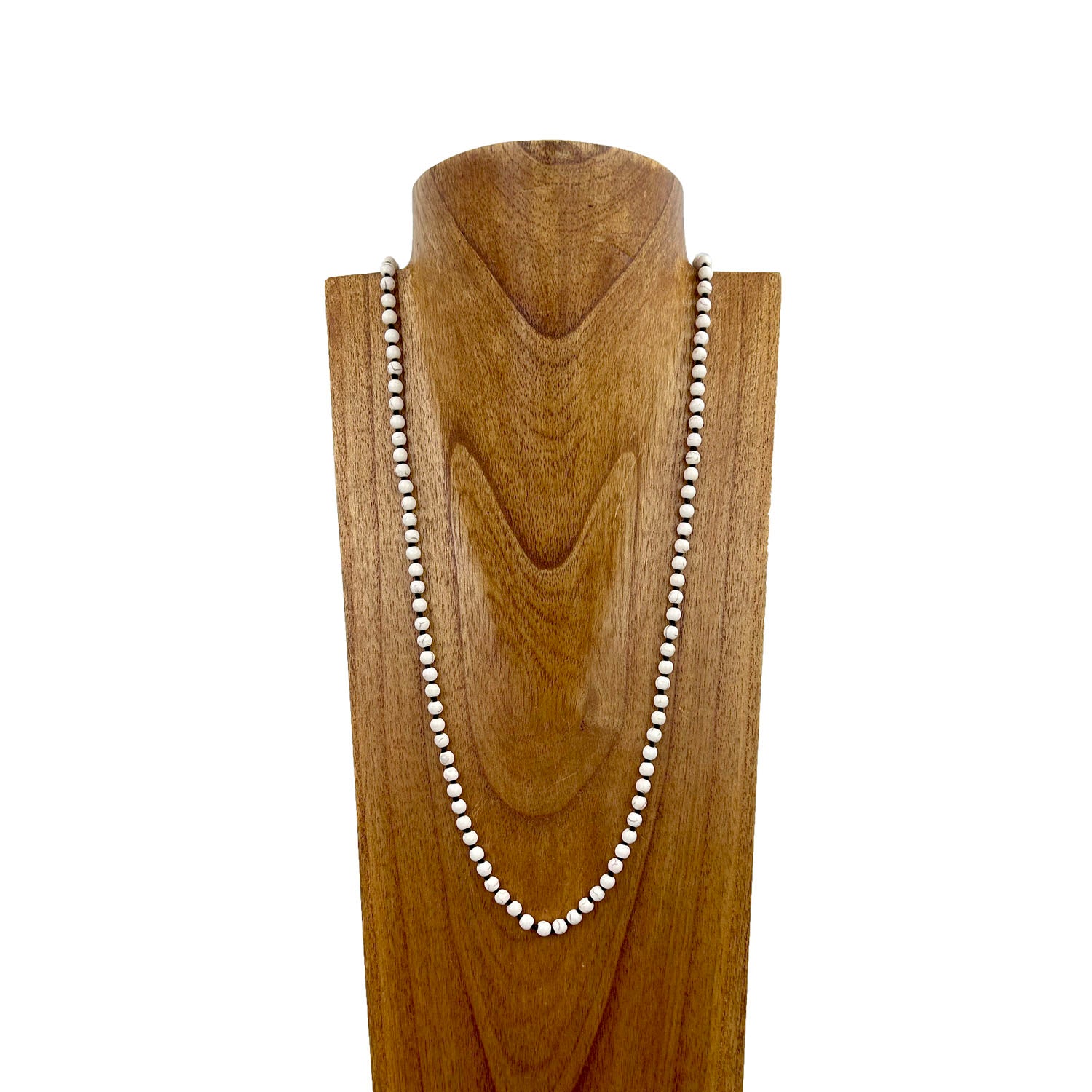 NKS230708-42	34 inches long 6mm white stone beads Necklace