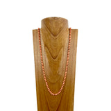 NKS230708-44	34 inches long 6mm orange stone beads Necklace