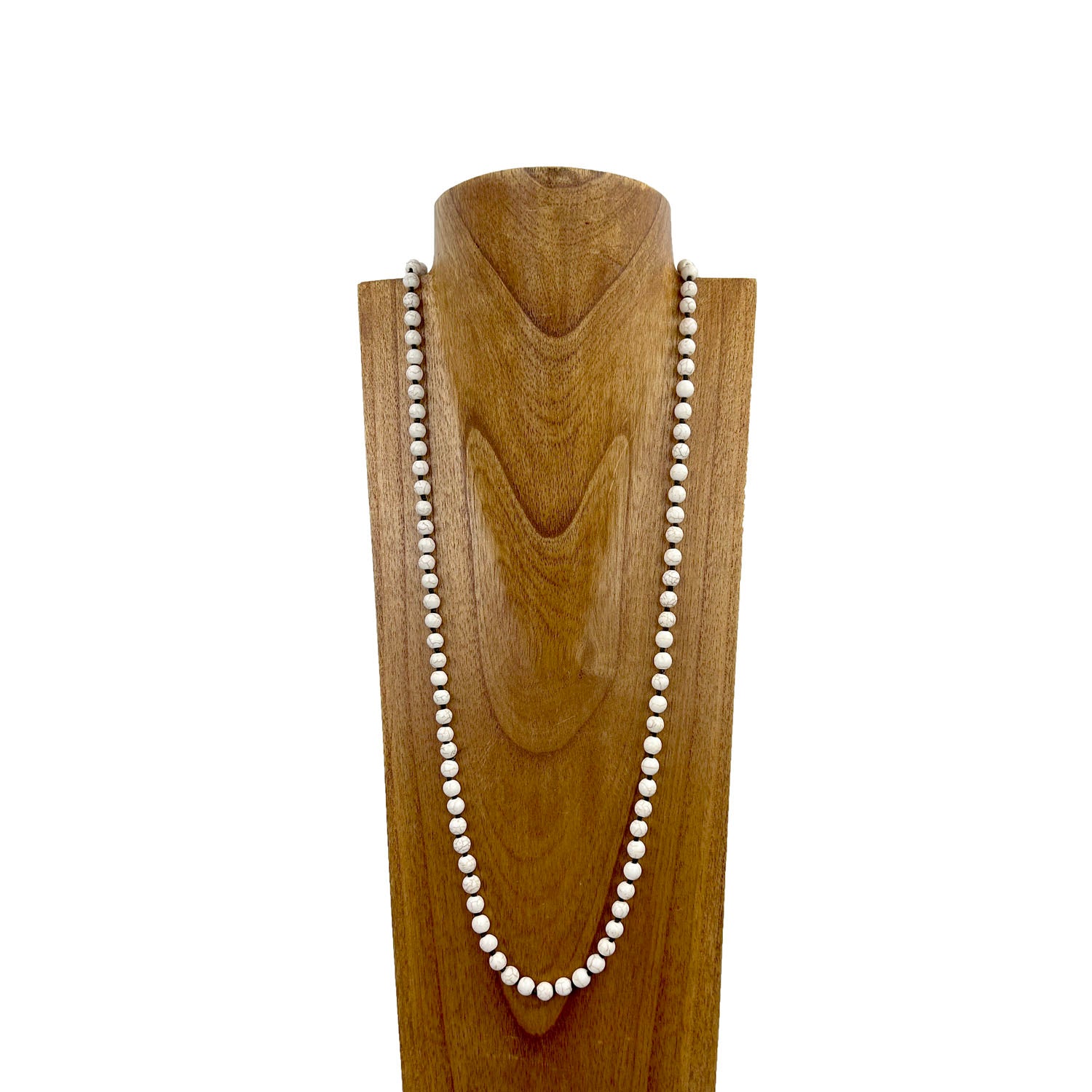 NKS230708-46	34 inches long 8mm white stone beads Necklace