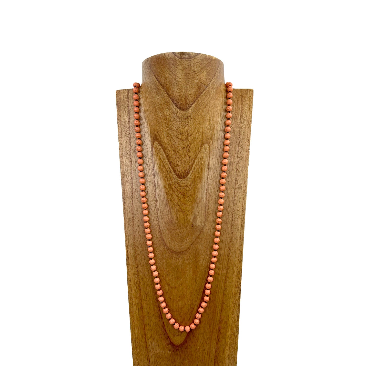 NKS230708-48	34 inches long 8mm orange stone beads Necklace