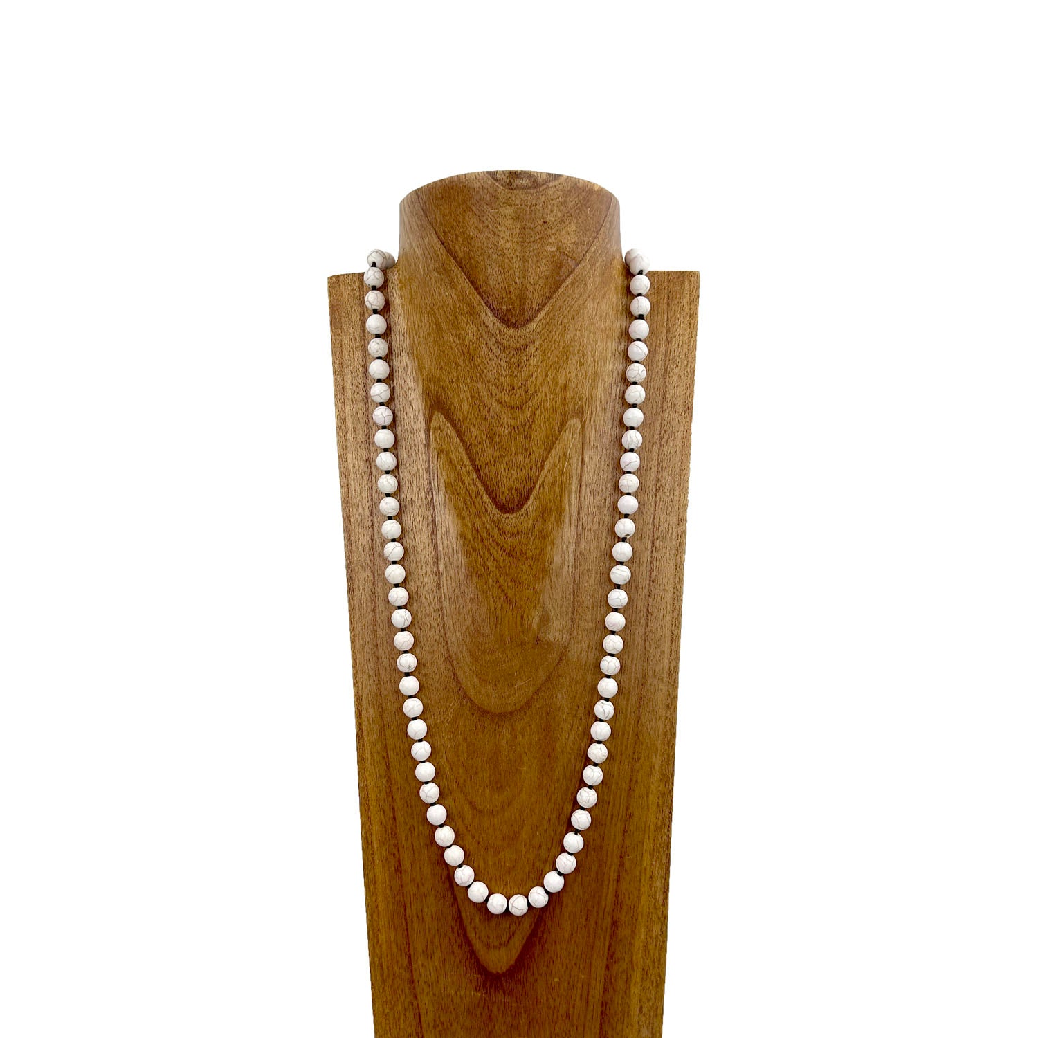 NKS230708-50	34 inches long 10mm white stone beads Necklace