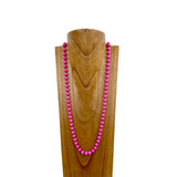 NKS230708-51	34 inches long 10mm hot pink stone beads Necklace