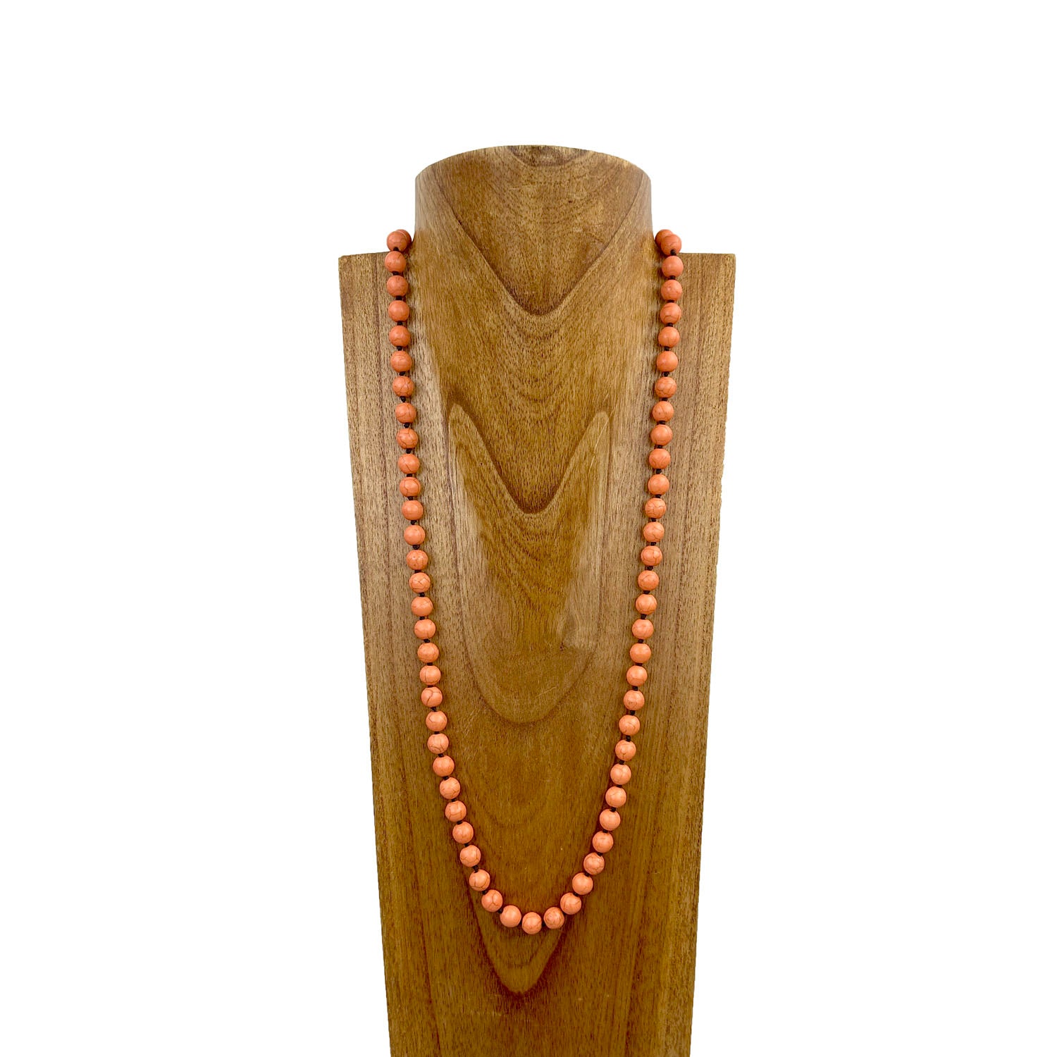 NKS230708-52	34 inches long 10mm orange stone beads Necklace