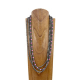 NKS230812-11       31 inches silver Navajo pearl with pink stone beads Necklace