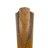NKS230812-12       31 inches copper Navajo pearl with blue turquoise stone beads Necklace