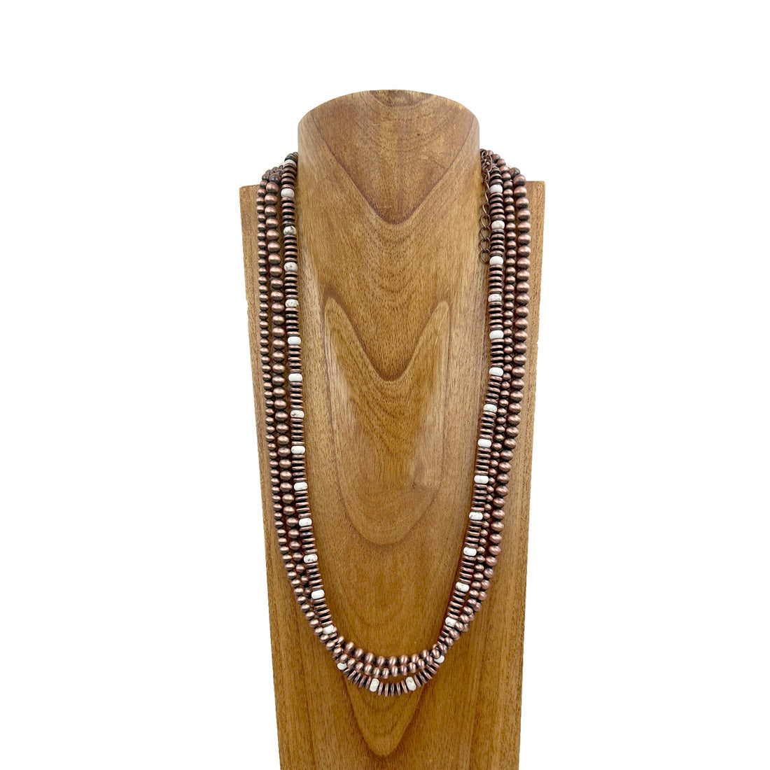 NKS230812-13      31 inches copper Navajo pearl with white stone beads Necklace