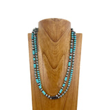 NKS230812-15     24 inches silver Navajo pearl with blue stone beads Necklace
