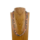 NKS230812-17     24 inches silver Navajo pearl with orange stone beads Necklace