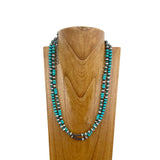 NKS230812-18              24 inches silver Navajo pearl with green stone beads Necklace