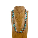 NKS230812-19              24 inches copper Navajo pearl with blue turquoise stone beads Necklace