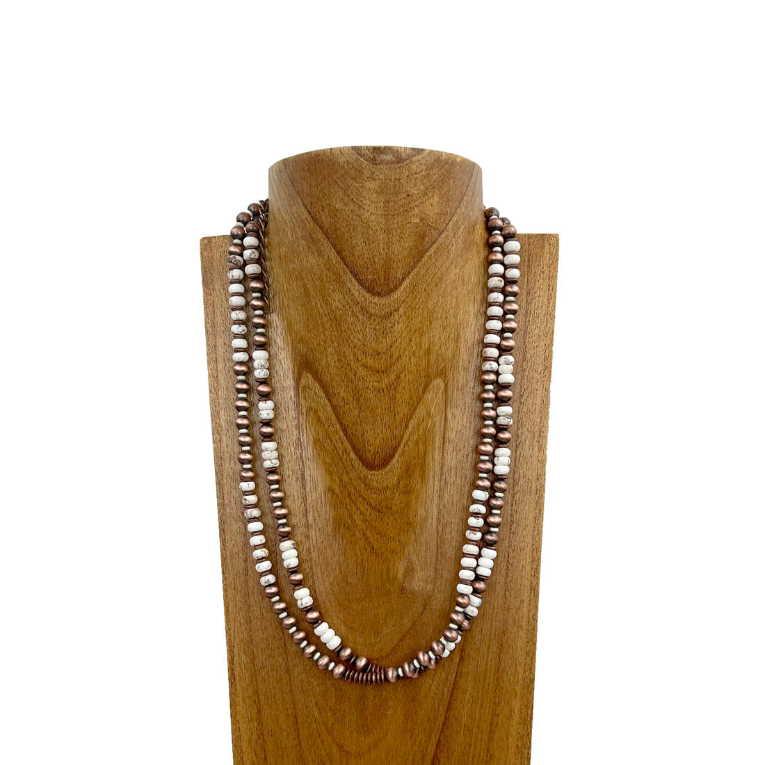 NKS230812-20              24 inches copper Navajo pearl with white stone beads Necklace