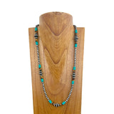 NKS231028-25                27 Inches silver Navajo pearl with blue turquoise stone and tiger eye beads Necklace