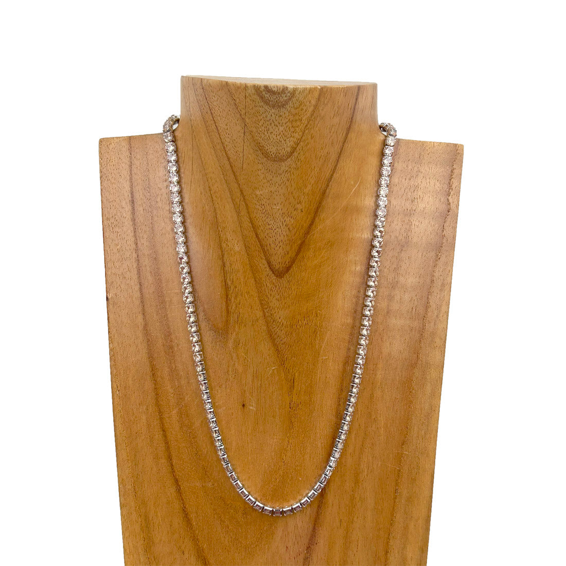 NKZ231028-43                  18 Inches silver with crystal diamonds Necklace