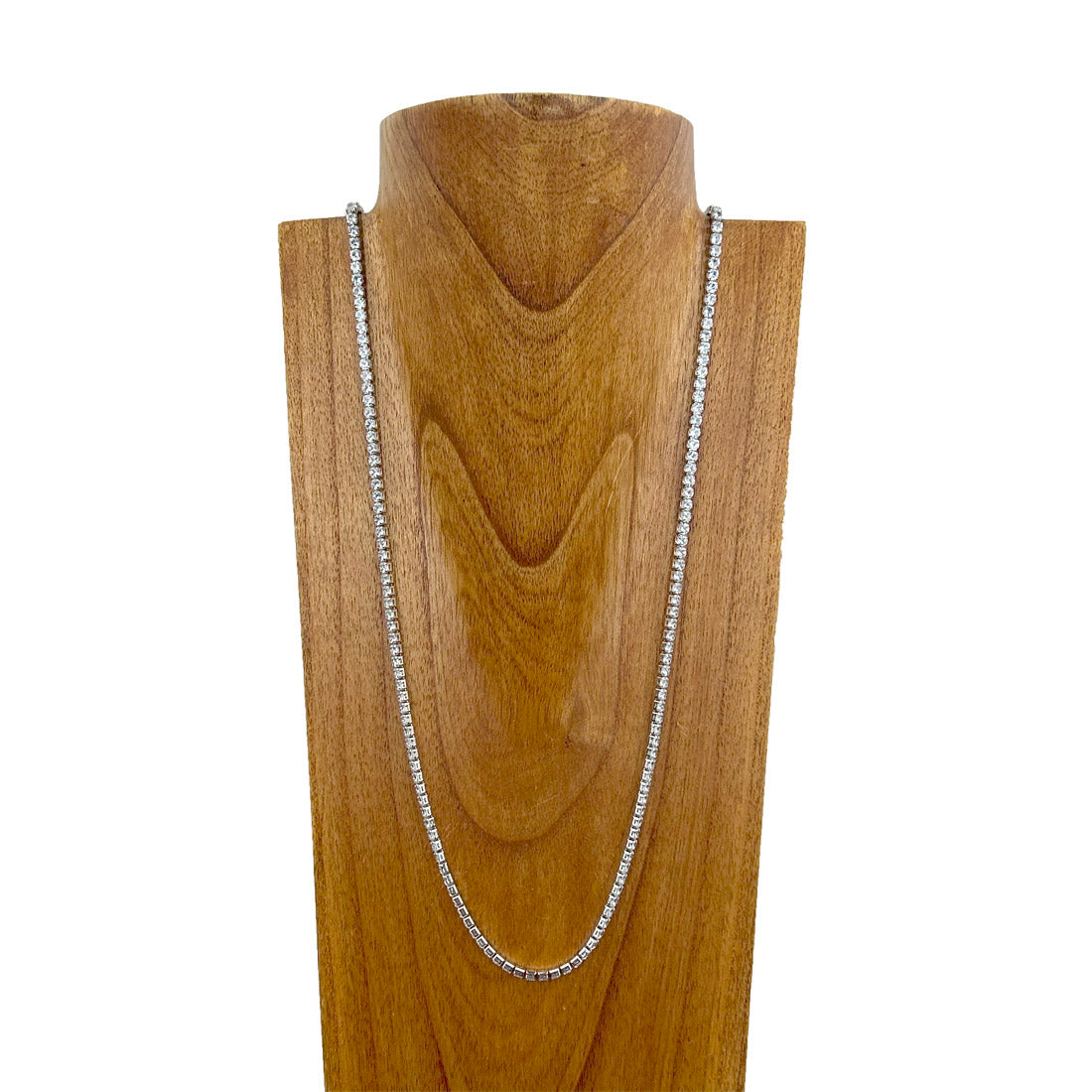 NKZ231028-48                 33 inches silver with crystal diamonds Necklace