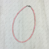 NKS231216-01                             16 inches 4mm hot pink stone beads Necklace