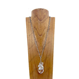 NKS240106-04                 34 inches Silver metal chain with crystal heart Necklace