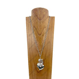 NKS240106-04                 34 inches Silver metal chain with crystal heart Necklace