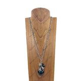 NKS240106-04                 34 inches Silver metal chain with crystal heart Necklace