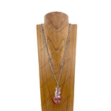 NKS240106-04                 34 inches Silver metal chain with crystal heart Necklace