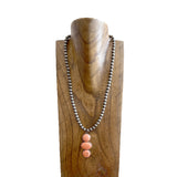 NKS250907-01-BLUE                  23 '' L 8mm silver Navajo pearl bead with 3 blue turquoise stone pendent Necklace