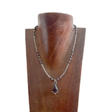 NKS250908-01-BLUE        17'' L  4mm Blue TQ & silver Navajo pearl beads with diamond shape blue TQ pendent Necklace