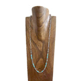 NKS250908-02-BLUE           28‘’ L  Blue TQ beads and Navajo pearl beads with silver metal paper clip chain Necklace