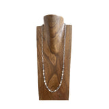 NKS250908-02-BLUE           28‘’ L  Blue TQ beads and Navajo pearl beads with silver metal paper clip chain Necklace