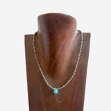 NKZ230930-13                   16 inches 4mm copper Navajo pearl beads with blue turquoise teardrop Necklace