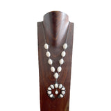 NKS250907-03-BLUE                             28'' L Blue TQ stone Necklace with big squash blossom pendent