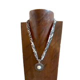 NKS251012-03           16'' L Print scarf Necklace with water of pearl Pendent