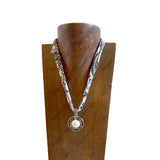 NKS251012-03           16'' L Print scarf Necklace with water of pearl Pendent