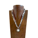 NKS251012-03           16'' L Print scarf Necklace with water of pearl Pendent