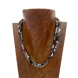 NKS251012-08-BLACK             16'' L Silk feeling scarf Necklace