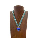 NKS251013-02-LEOPARD-CLR                   16'' L print scarf Necklace with crystal heart Pendent