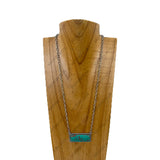 NKY220530-01-BLUE                     22'' silver metal chain with blue turquoise rectangle pendent Necklace