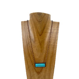 NKY220530-01CP-BLUE                     22'' Copper metal chain with blue turquoise rectangle pendent Necklace