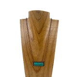 NKY220530-01CP-BLUE                     22'' Copper metal chain with blue turquoise rectangle pendent Necklace