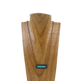 NKY220530-03CP-BLUE                    22'' Copper metal chain with blue turquoise rectangle pendent Necklace