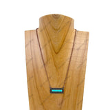 NKY220530-04-COPPER-BLUE                         16 inches copper metal chain with rectangle blue turquoise stone pendant Necklace